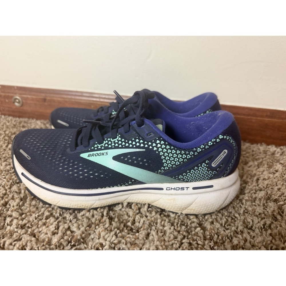 Brooks Ghost Ladies Running Shoe Navy Blue/Aqua/Purple, Size 8 SN 1203561B446